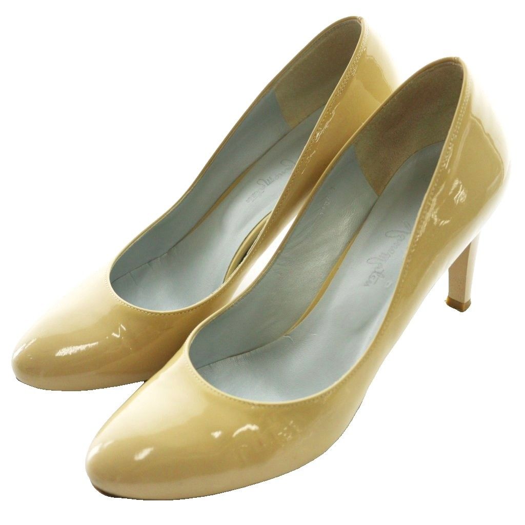 銀座かねまつ GINZA Kanematsu パンプス エナメル 23.5cm ベージュ /SS