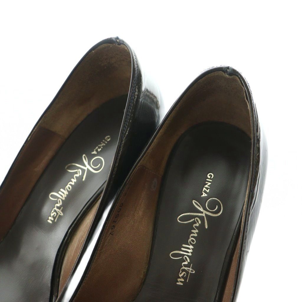 銀座かねまつ GINZA Kanematsu パンプス エナメル 23.5cm 黒 ブラック