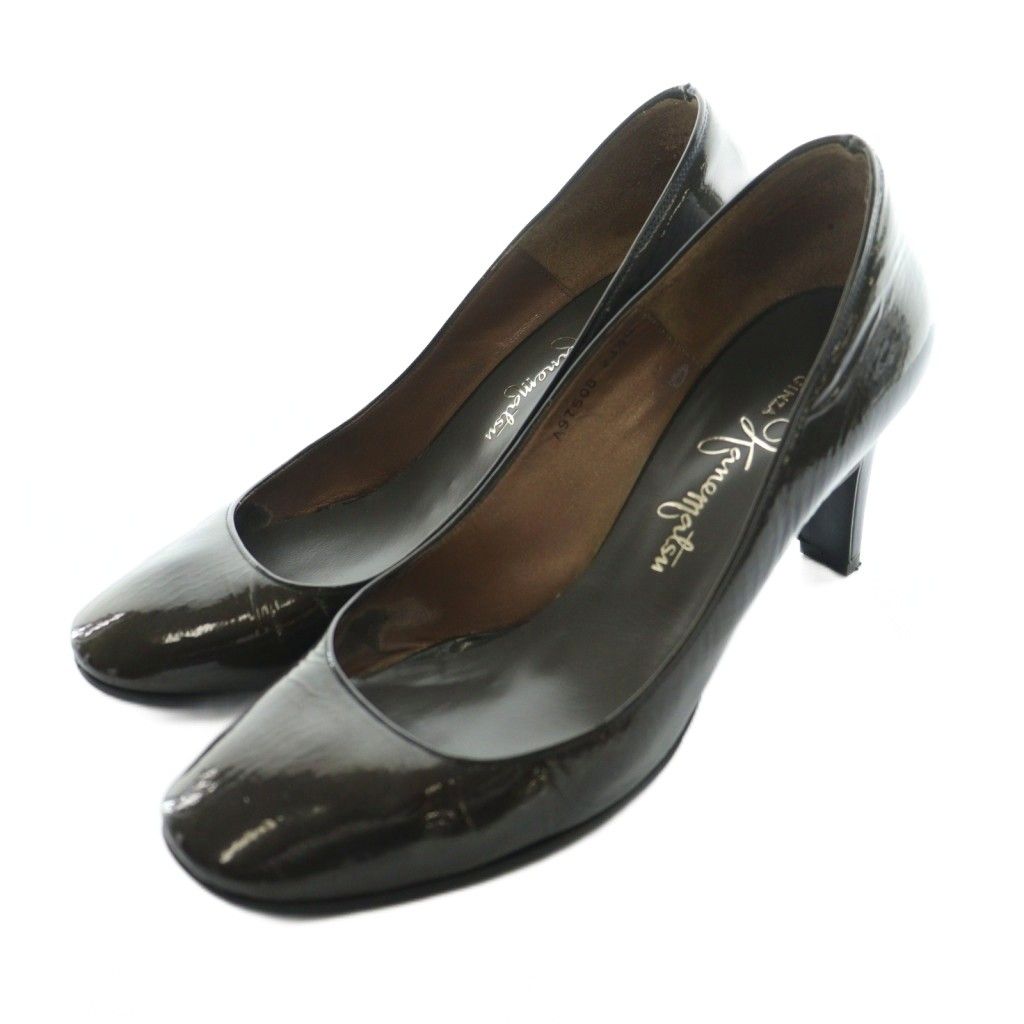 銀座かねまつ GINZA Kanematsu パンプス エナメル 23.5cm 黒 ブラック