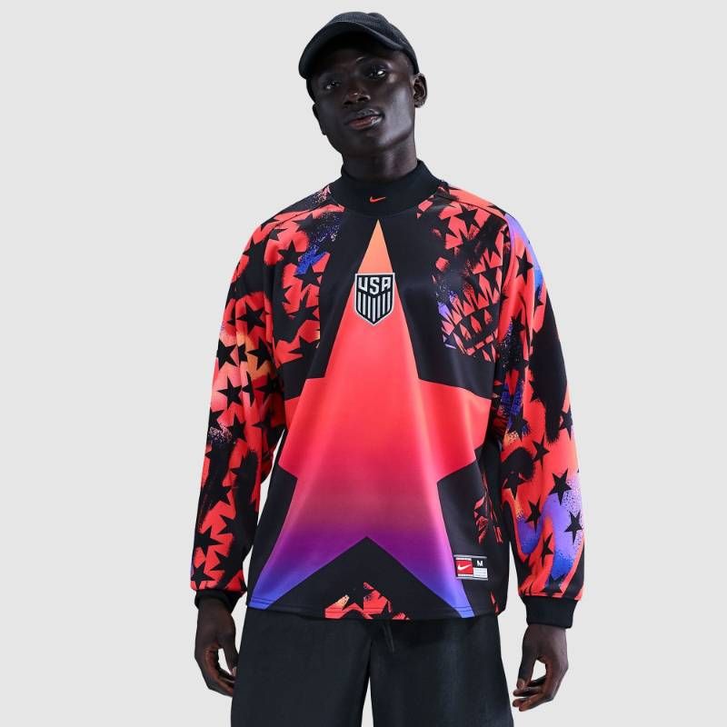 【送料無料・匿名配送】Nike ナイキ アメリカ代表 2025 長袖 GKシャツ 黒/赤 並行輸入 新品 正規品 2026W杯モデル