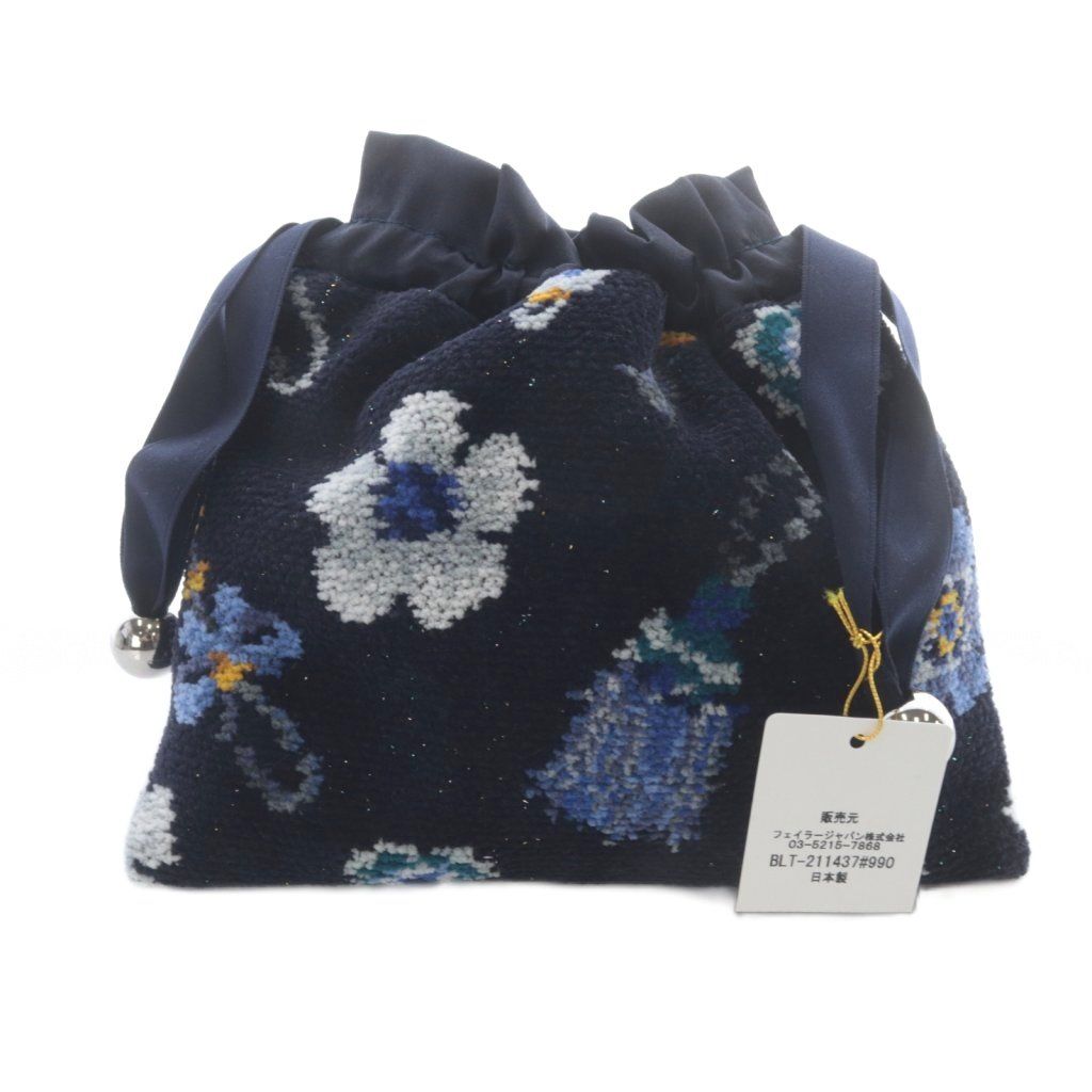 フェイラー FEILER ブルータッセル 巾着 ポーチ紺 ネイビー - メルカリ