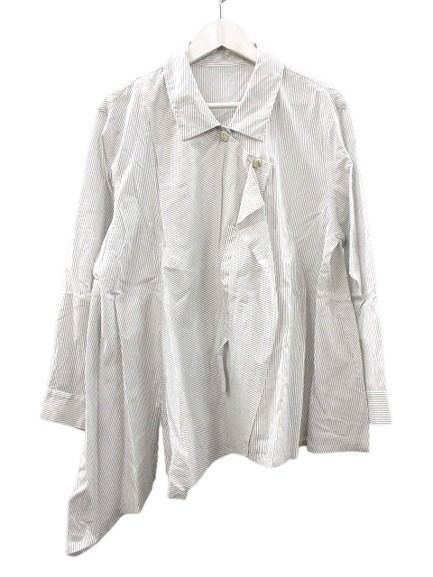 ジウ 慈雨 センソユニコ ストライププリントブラウス 40 変形 ホワイト