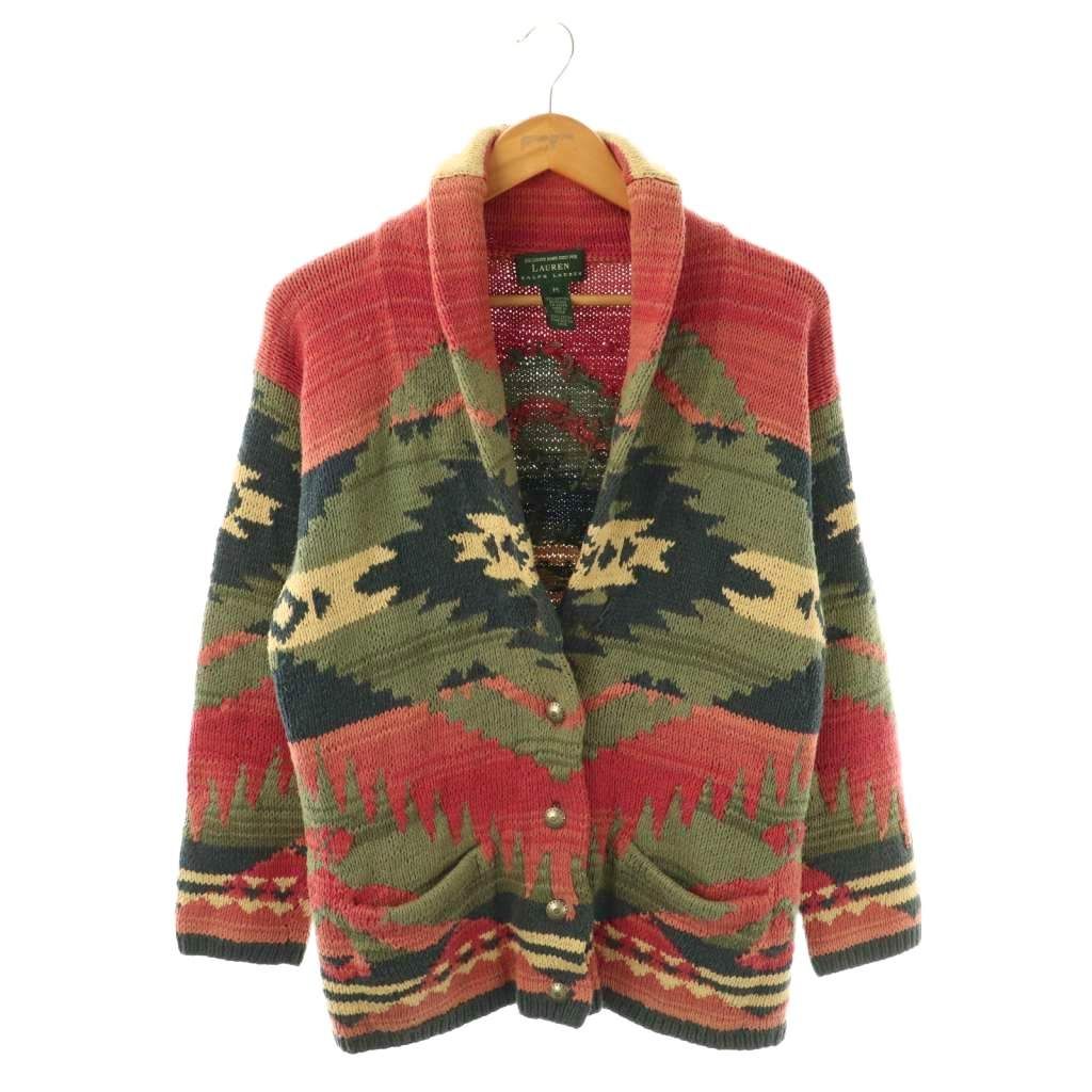 ラルフローレン　カーディガン　ショールカラー　肉厚　ネイティブ柄　美品 ラルフローレン カーディガン ショールカラー 肉厚 ネイティブ柄 美品