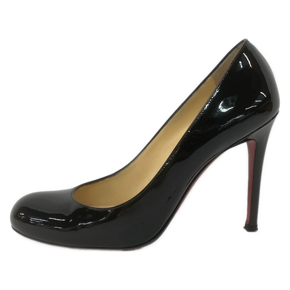 クリスチャンルブタン ハイヒール 黒 エナメル 38 CHRISTIAN LOUBOUTIN(クリスチャンルブタン) パンプス 38 レディース