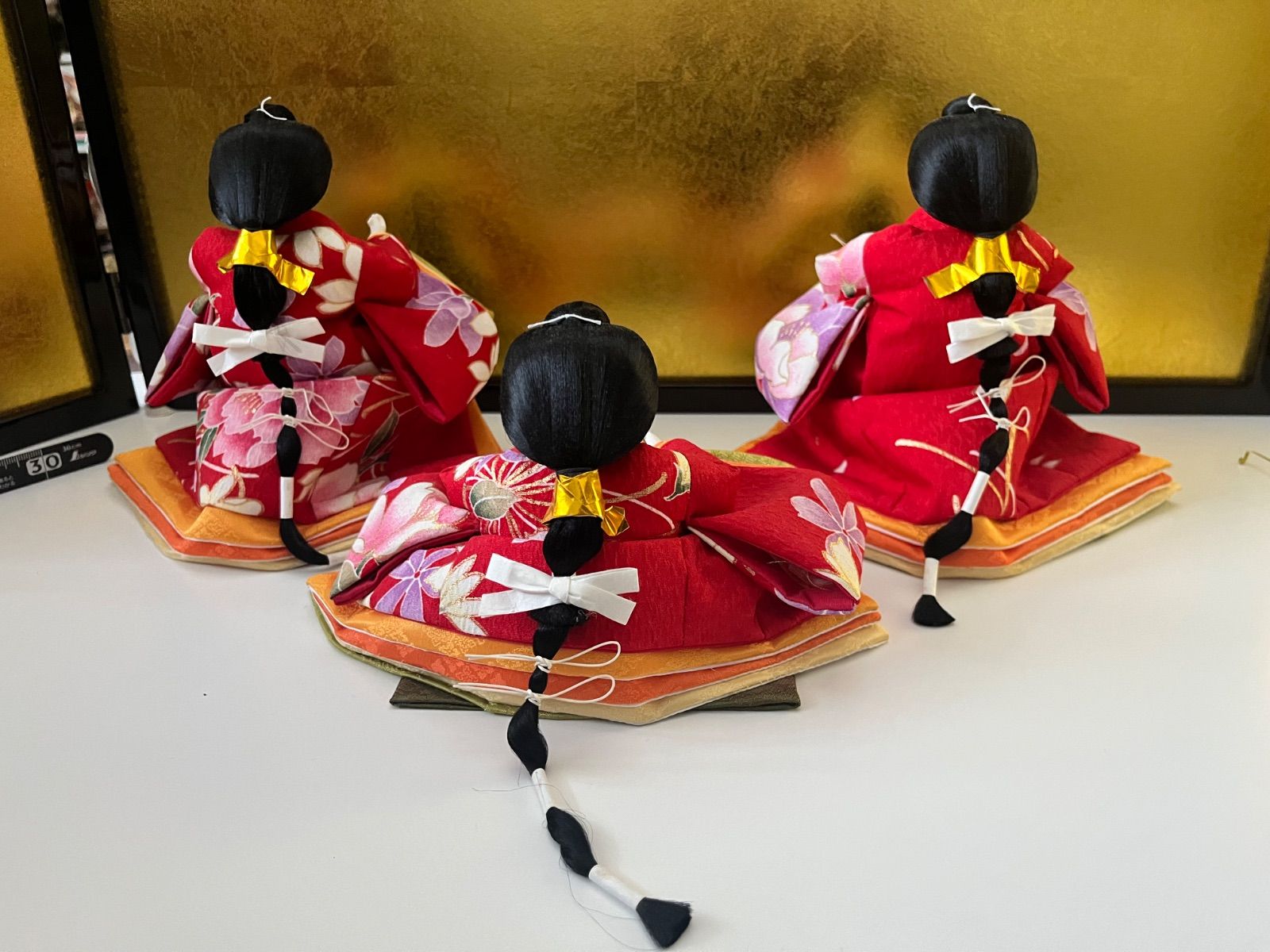 新品☆極上小さな三人官女☆ 頭師聖祥のお顔自慢☆芥子☆正絹☆雛人形