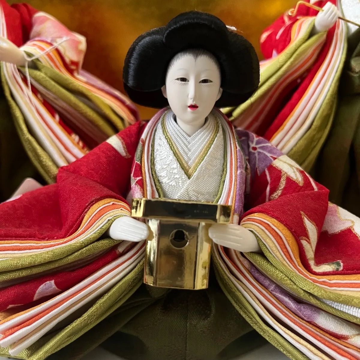 新品☆極上小さな三人官女☆ 頭師聖祥のお顔自慢☆芥子☆正絹☆雛人形
