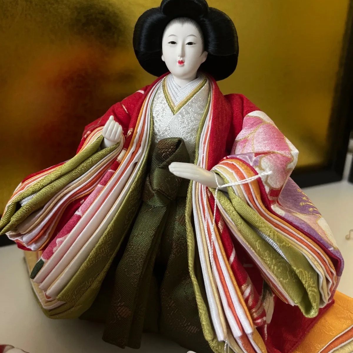 新品☆極上小さな三人官女☆ 頭師聖祥のお顔自慢☆芥子☆正絹☆雛人形