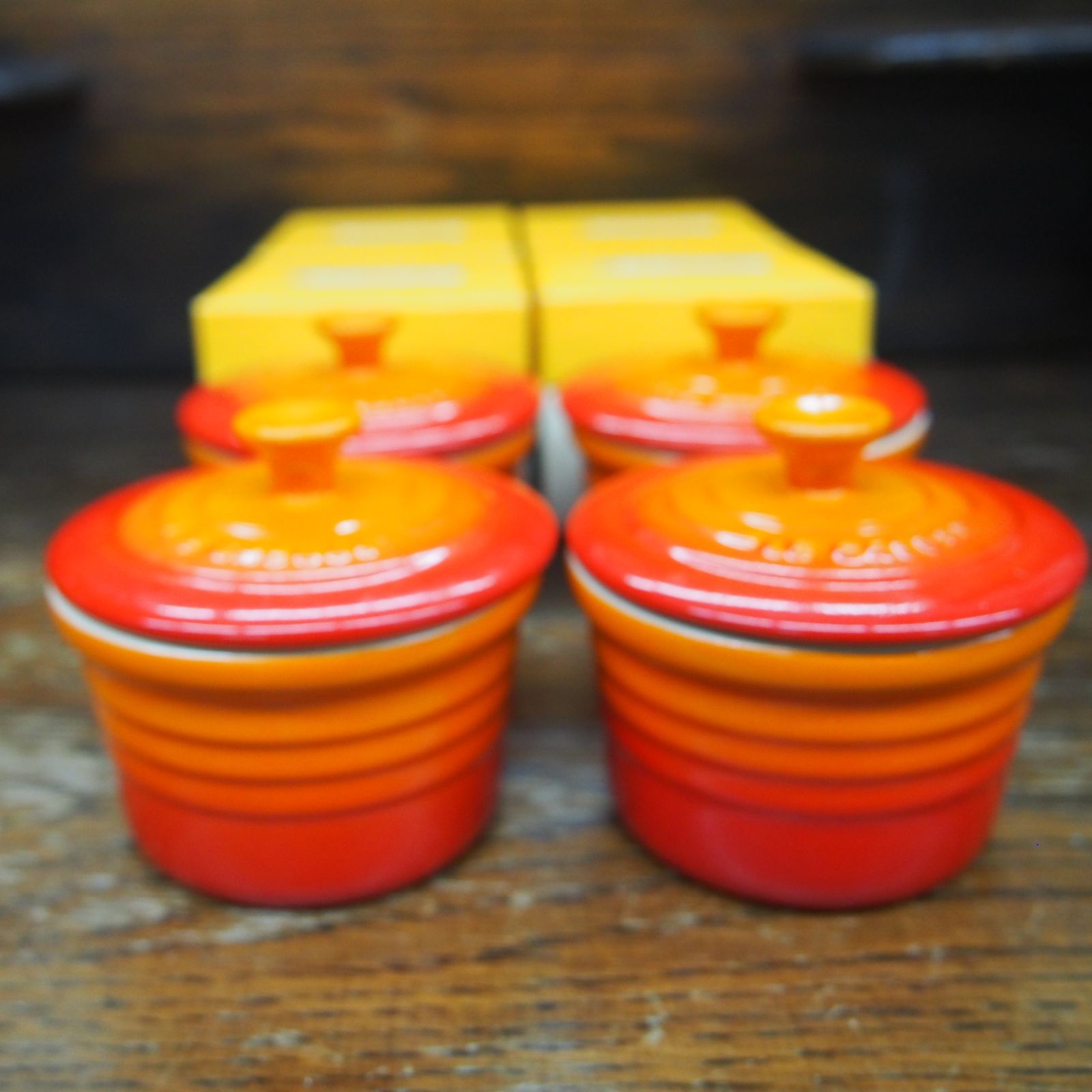 未使用 ルクルーゼ ラムカン ミニココット レッド 4個セット