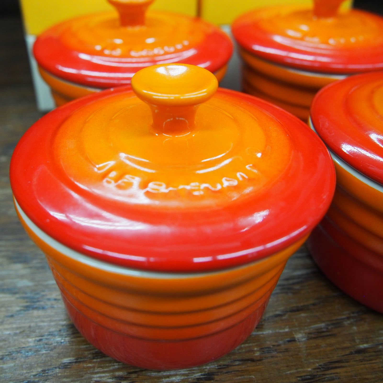 未使用 ルクルーゼ ラムカン ミニココット レッド 4個セット