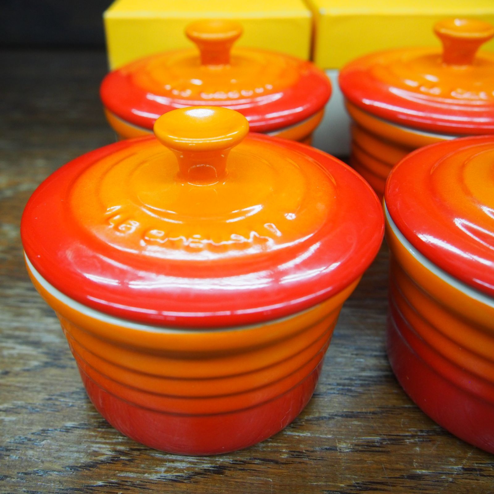 未使用 ルクルーゼ ラムカン ミニココット レッド 4個セット