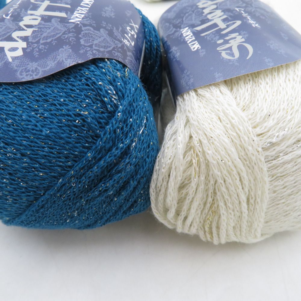 SKIYARN (スキーヤーン) 毛糸 Ski Harp スキーハープ 13玉セット 203番色 201番色 1玉40g 約139ｍ ウール ラメ糸 並太 日本製 秋冬 未使用品【中古】 SKIYARN スキーヤーン 毛糸 Ski Harp スキーハープ 13玉セット 203番色