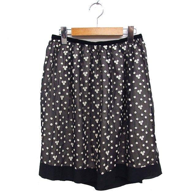 ロイスクレヨン Lois CRAYON フレア スカート ミニ 刺繍 花柄 シフォン