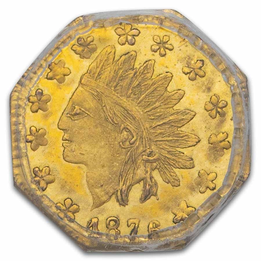 1876年/6876年 インディアン八角形50セント金貨 MS-63 PCGS (BG-935