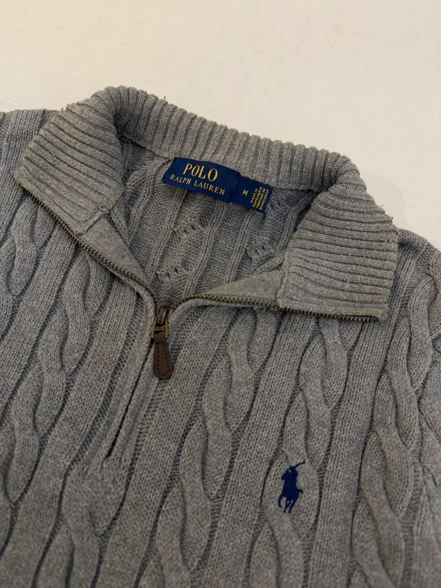 ポロラルフローレン ハーフジップ ケーブル編み ニット グレー - メルカリ