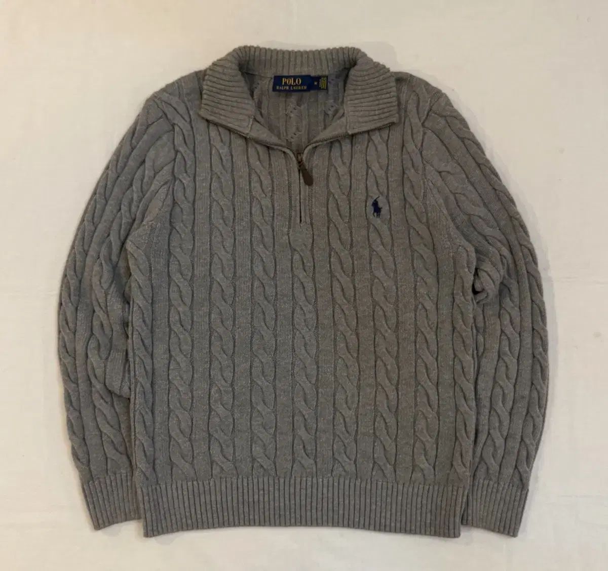 ポロラルフローレン ハーフジップ ケーブル編み ニット グレー - メルカリ