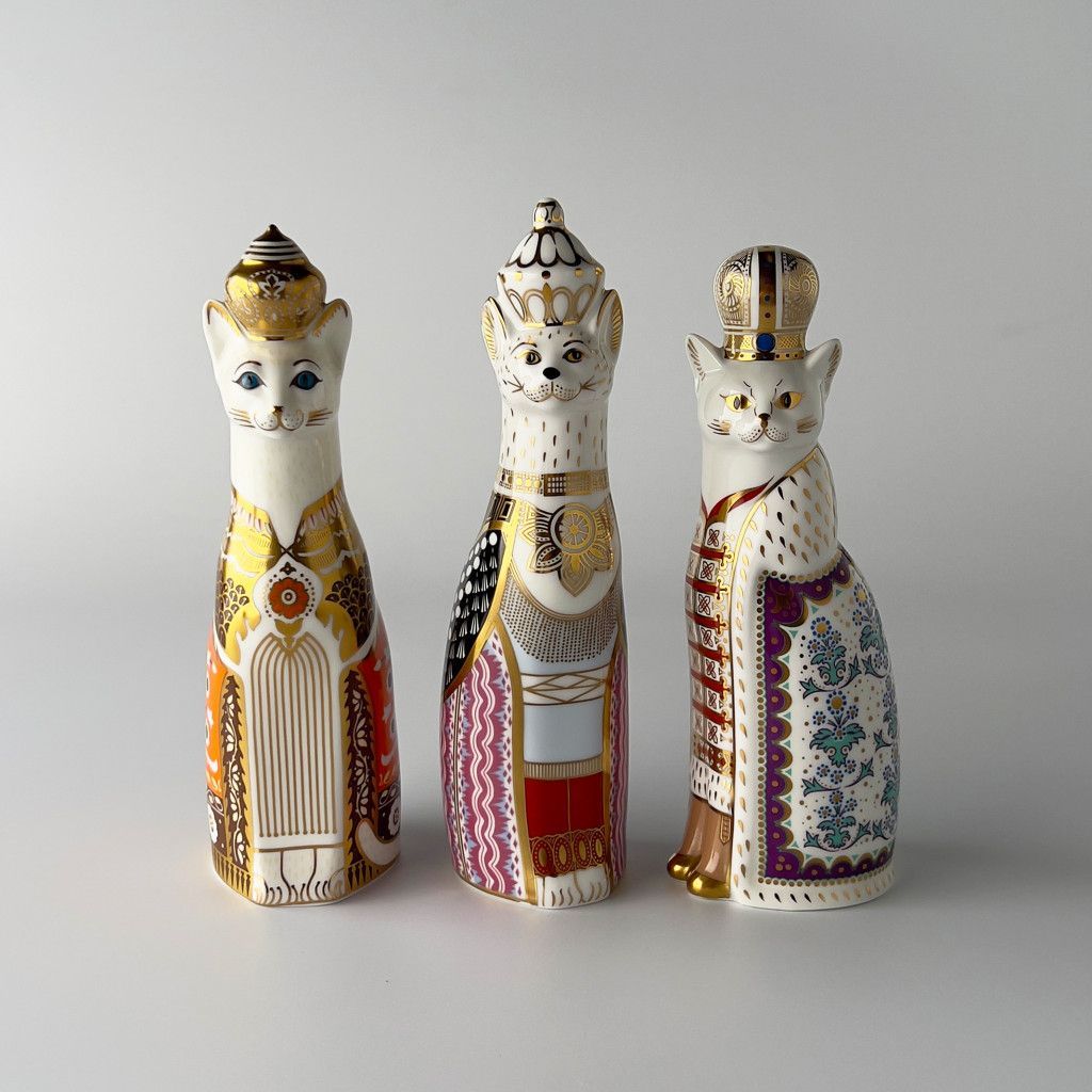  6点セット Royal Crown Derby ペーパーウェイト 猫 ロイヤルキャッツ ロイヤルクラウンダービー 英国 オブジェ 置物 インテリア 78446 指輪スタンド 置物 インテリア小物