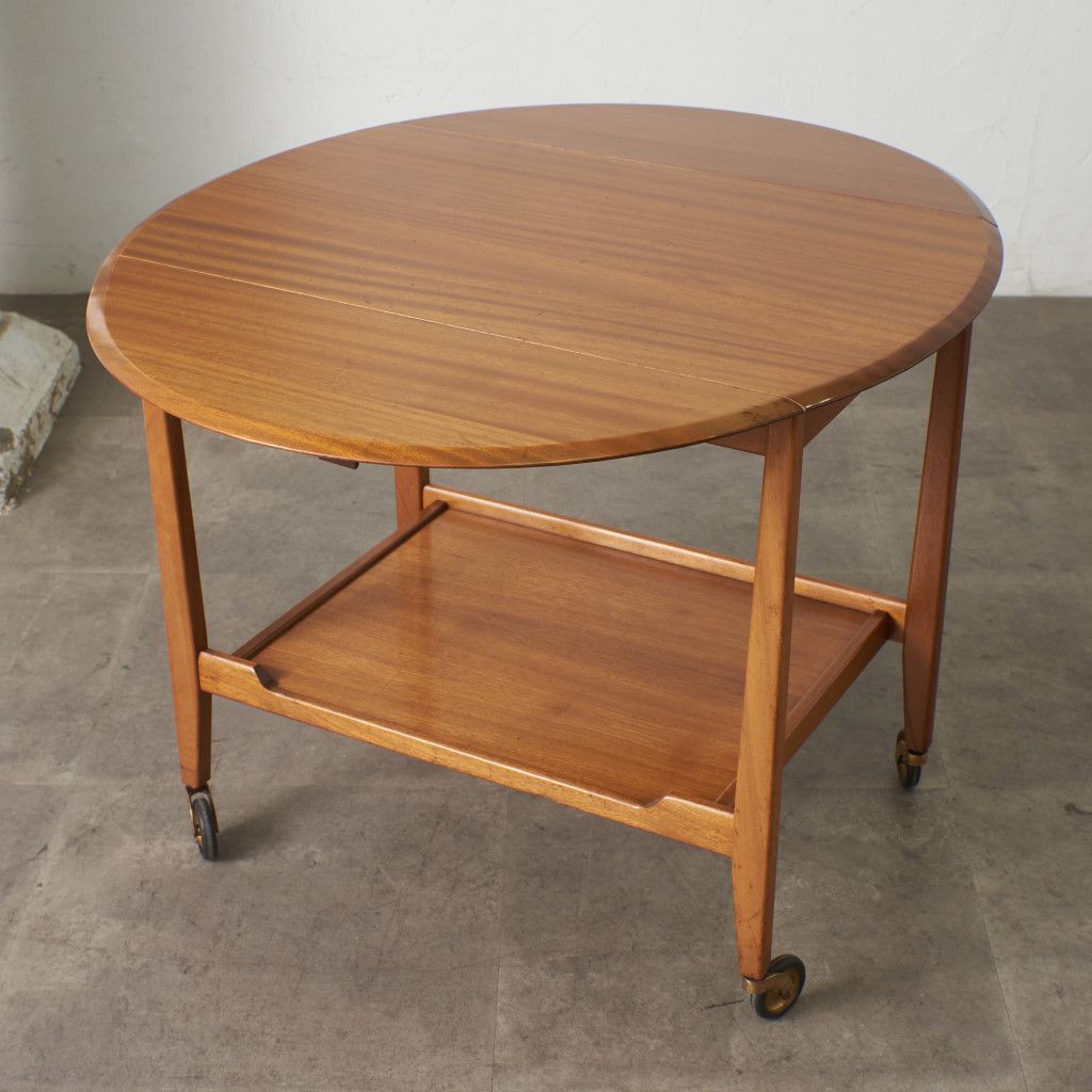 英国 ヴィンテージ トロリー ワゴン ドロップリーフ 拡張天板 オーバル