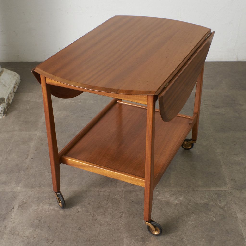 英国 ヴィンテージ トロリー ワゴン ドロップリーフ 拡張天板 オーバル