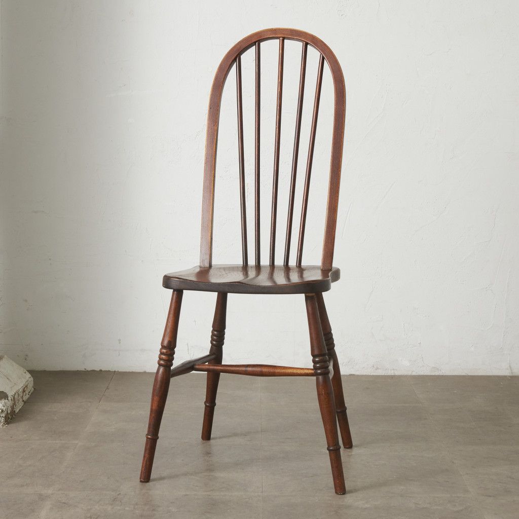 英国 アンティーク ハイバック ウィンザーチェア 無垢材 フープバック