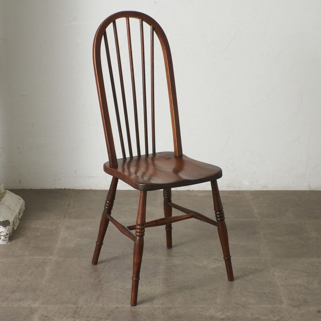 英国 アンティーク ハイバック ウィンザーチェア 無垢材 フープバック