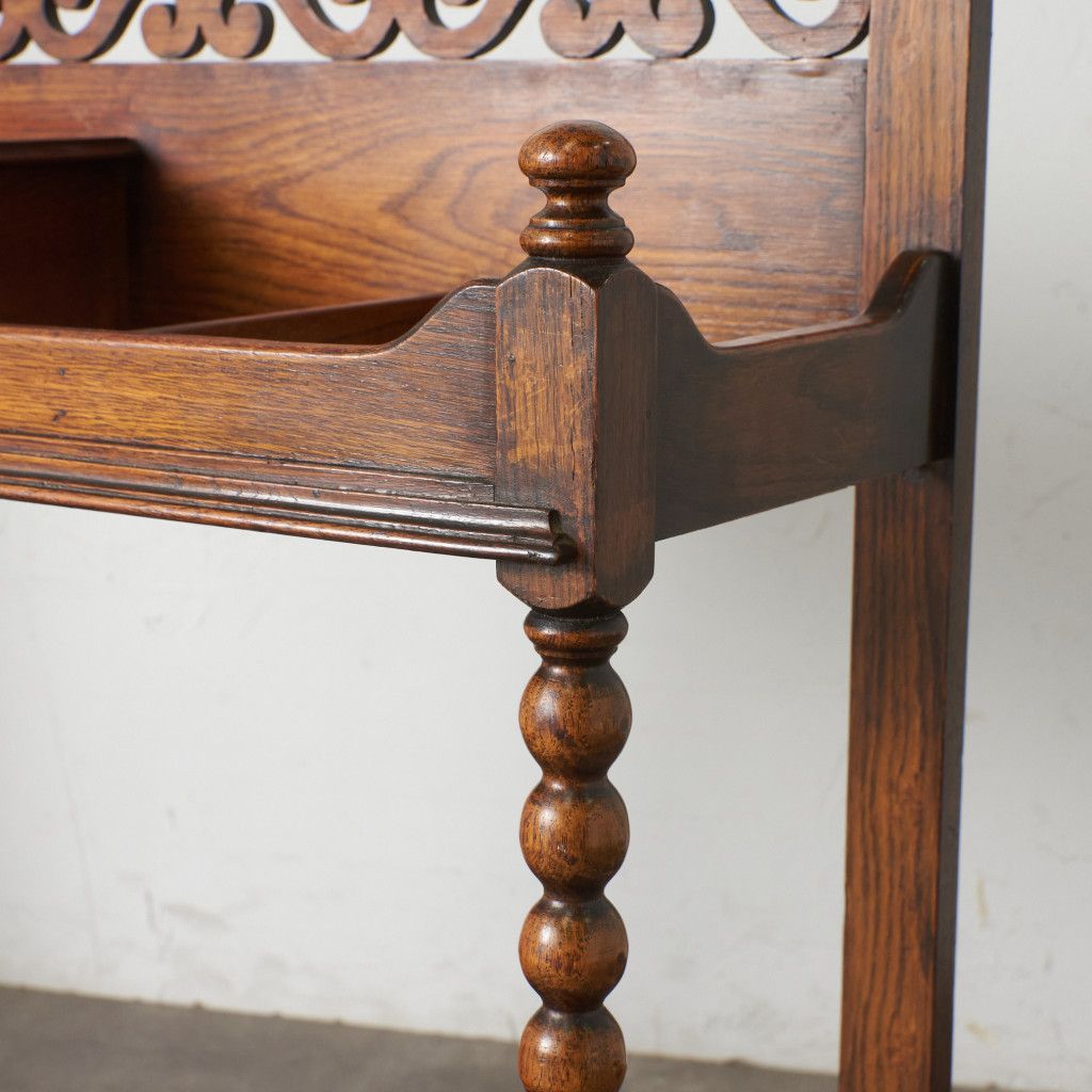 イギリス アンティーク ホールスタンド 傘立て 木彫刻 オーク 無垢材