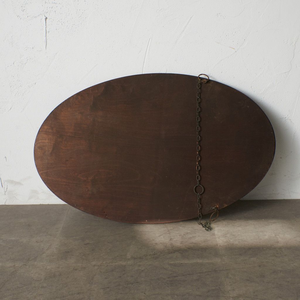 英国 アンティーク オーク 無垢材 ウォールミラー 壁掛け 鏡