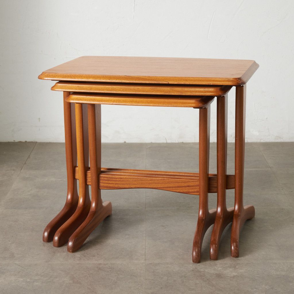 イギリス ヴィンテージ ネストテーブル チーク 北欧 スタイル サイド