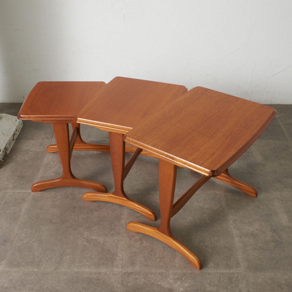 イギリス ヴィンテージ ネストテーブル チーク 北欧 スタイル サイド