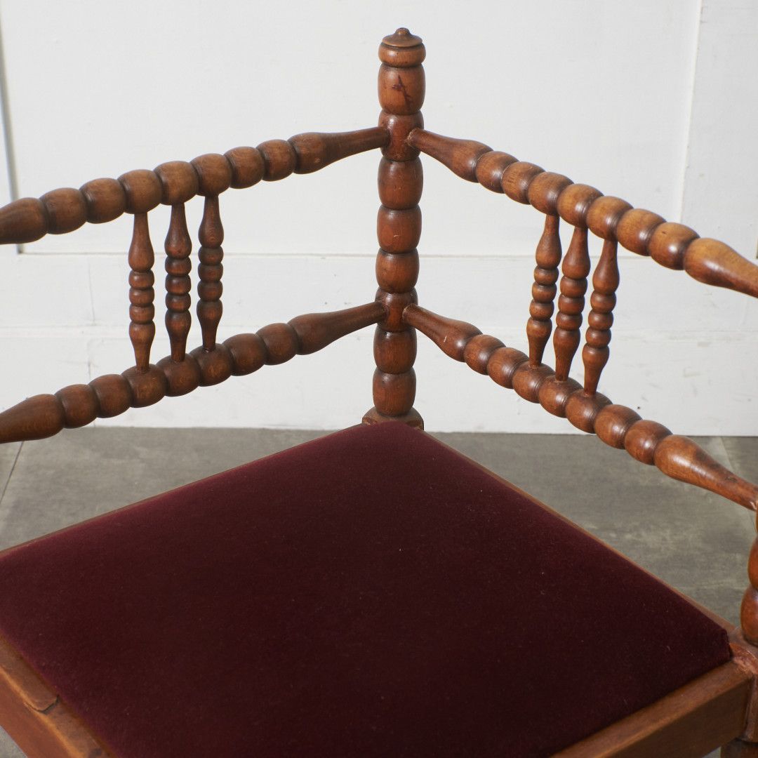 英国 アンティーク ボビンフレーム コーナーチェア 無垢材 ビーチ 木
