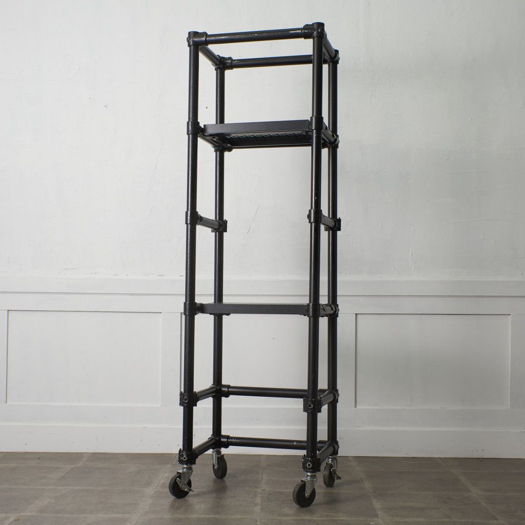 インダストリアル キャスター付き シェルフ Kee Klamp パイプ 継手