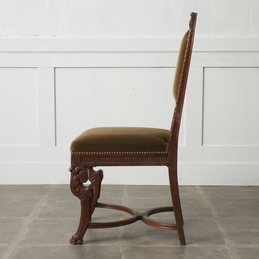 西洋 アンティーク ダイニングチェア 木彫刻 サロンチェア 木製 オーク