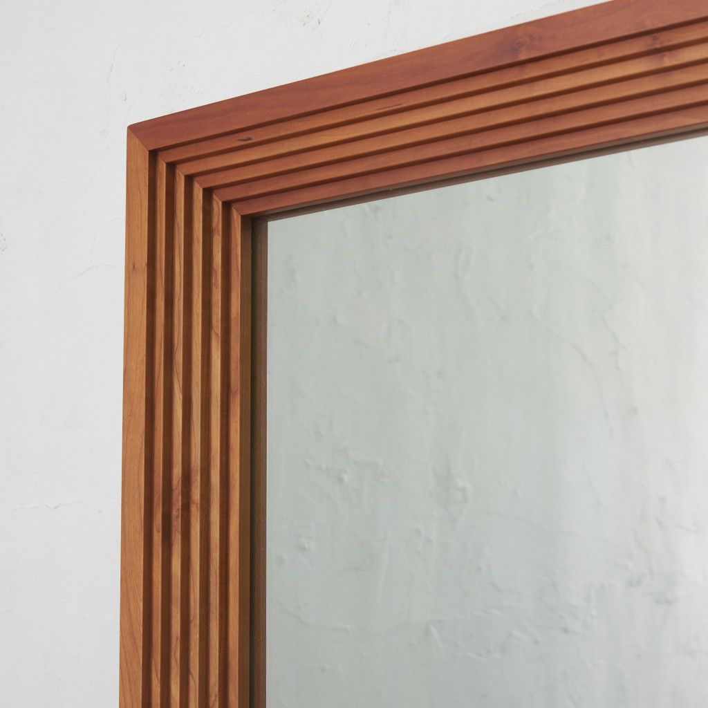 ポラダ ENIGMA ウォールミラー 木製 チェリー 壁掛け 鏡 スクエア