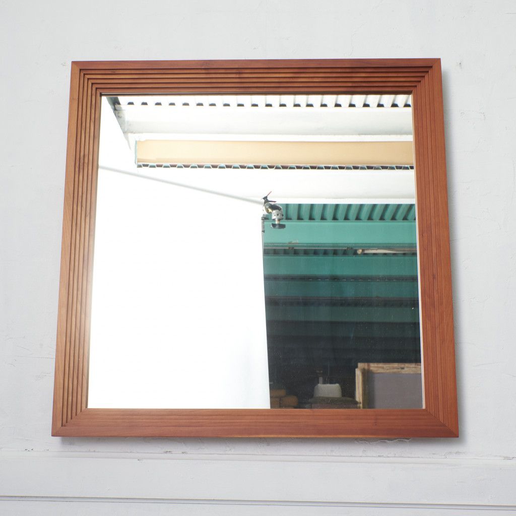 ポラダ ENIGMA ウォールミラー 木製 チェリー 壁掛け 鏡 スクエア