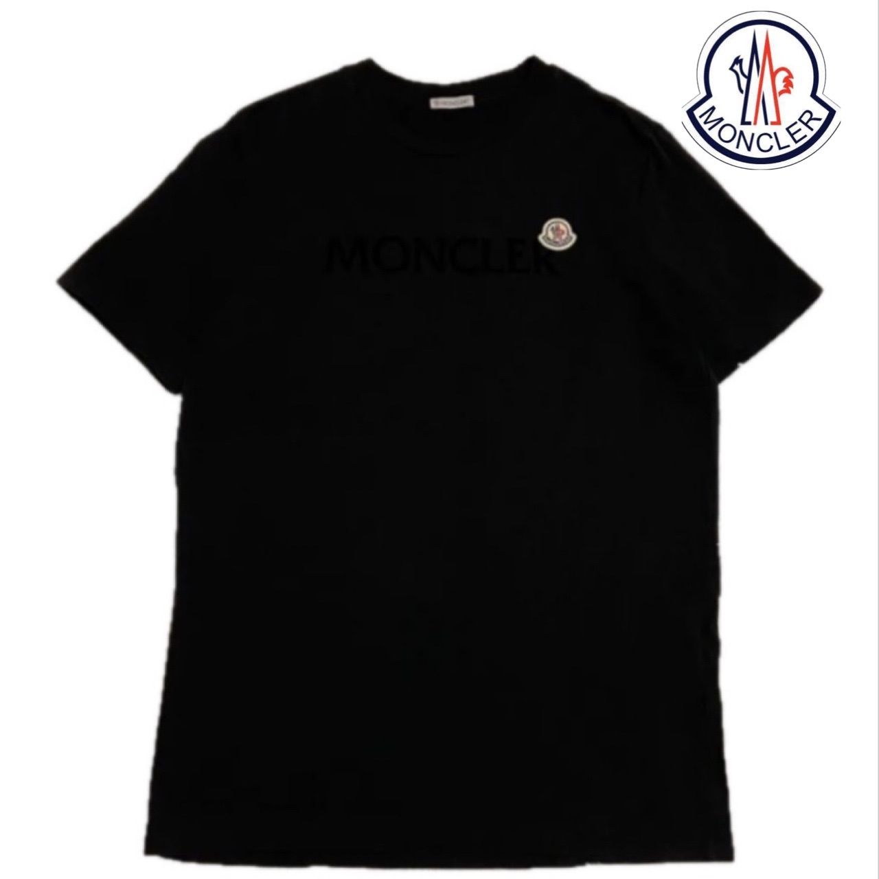 MONCLER モンクレール フェルト ワッペンロゴ Tシャツ ブラック M ※ご