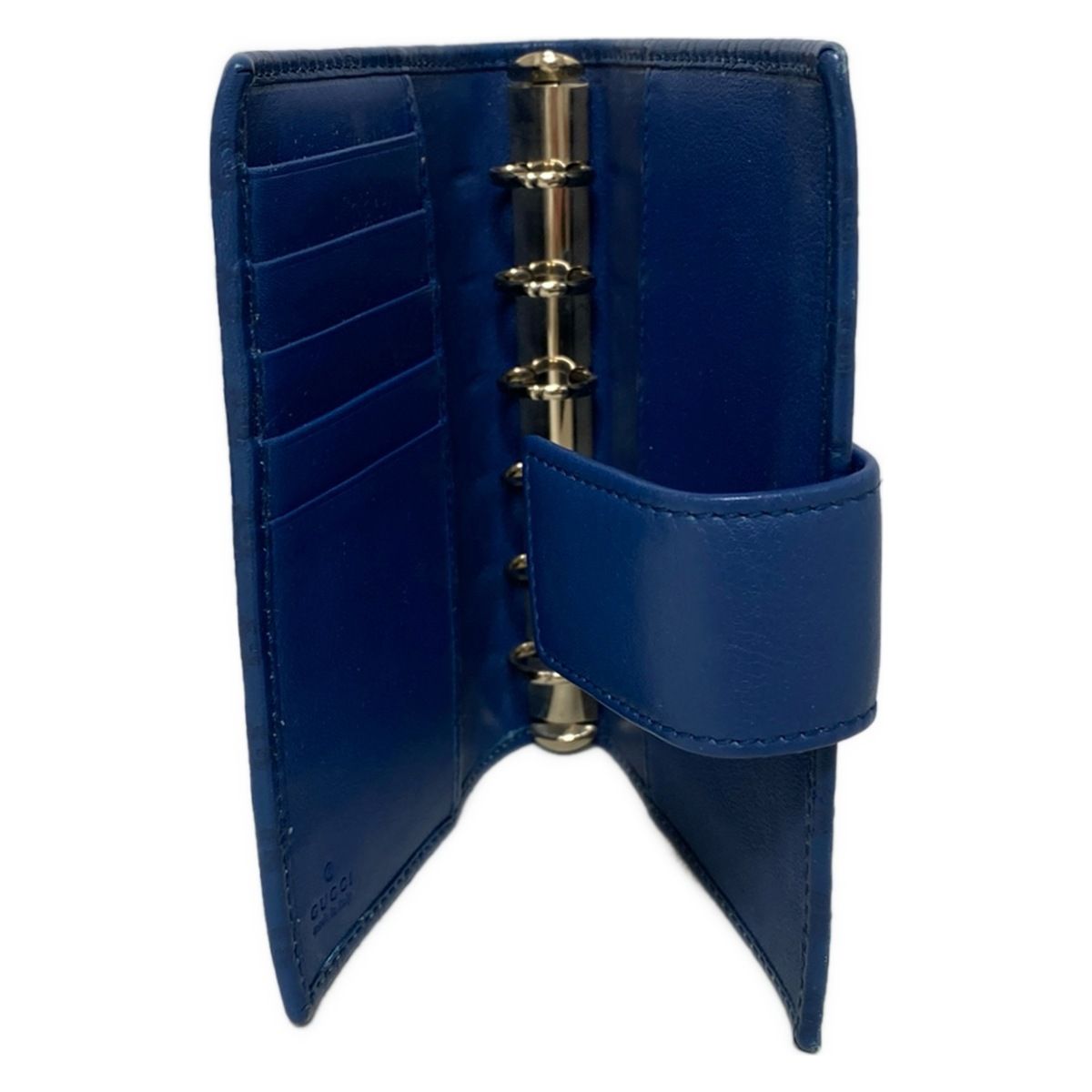 GUCCI アクセサリーポーチマイクロシマレザーブルーワンショルダー GUCCI アクセサリーポーチマイクロシマレザーブルーワンショルダー