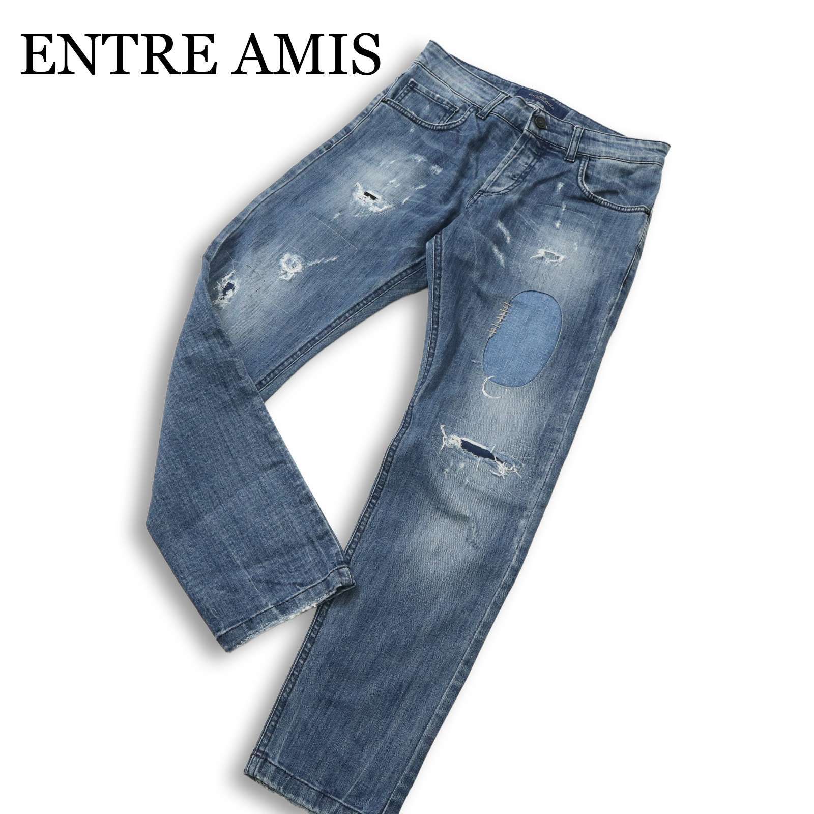 イタリア製☆ ENTRE AMIS アントレアミ 通年 ダメージ＆リペア加工 