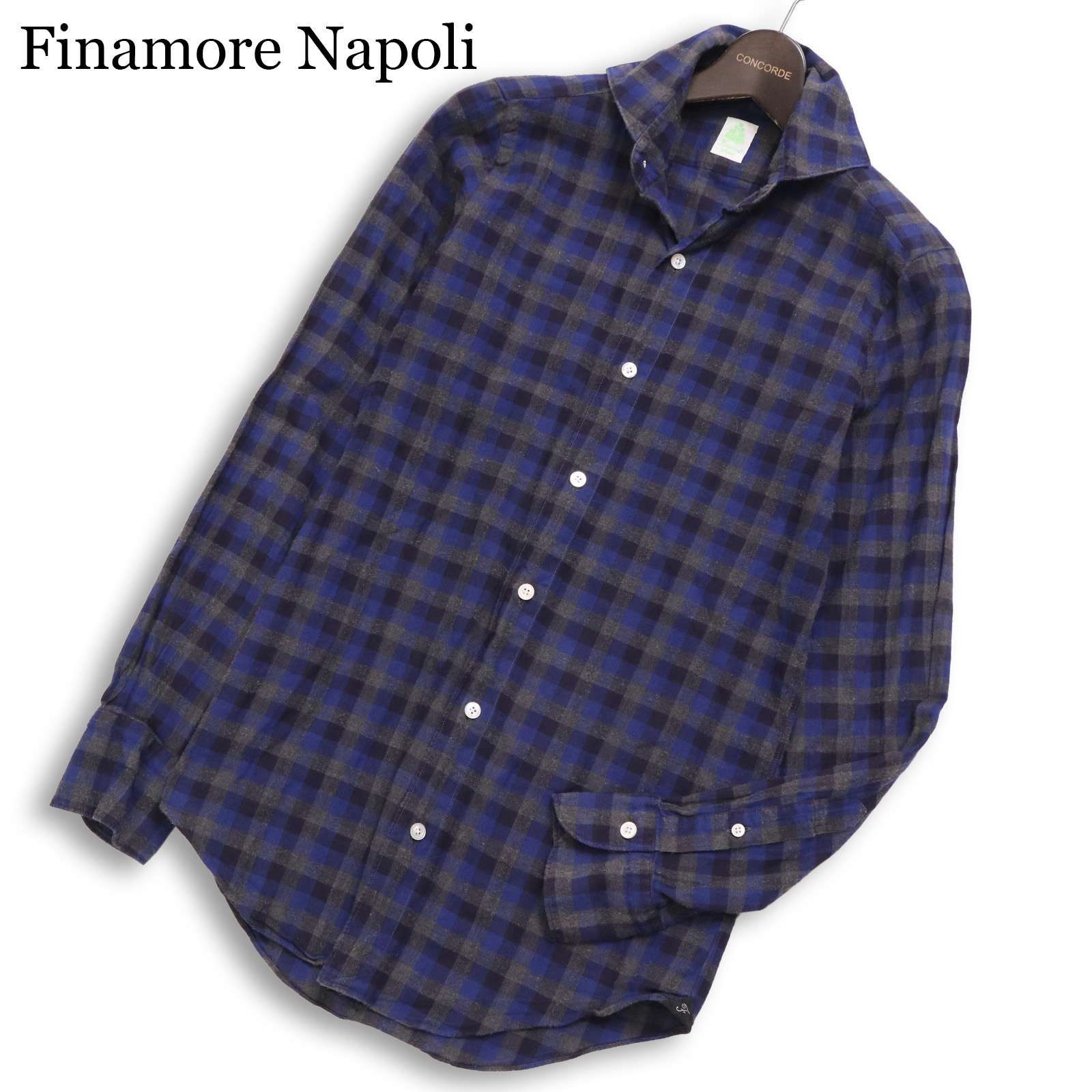 フィナモレ Napoli ピンクヘンプシャツ Finamore 38 ホリゾンタル 