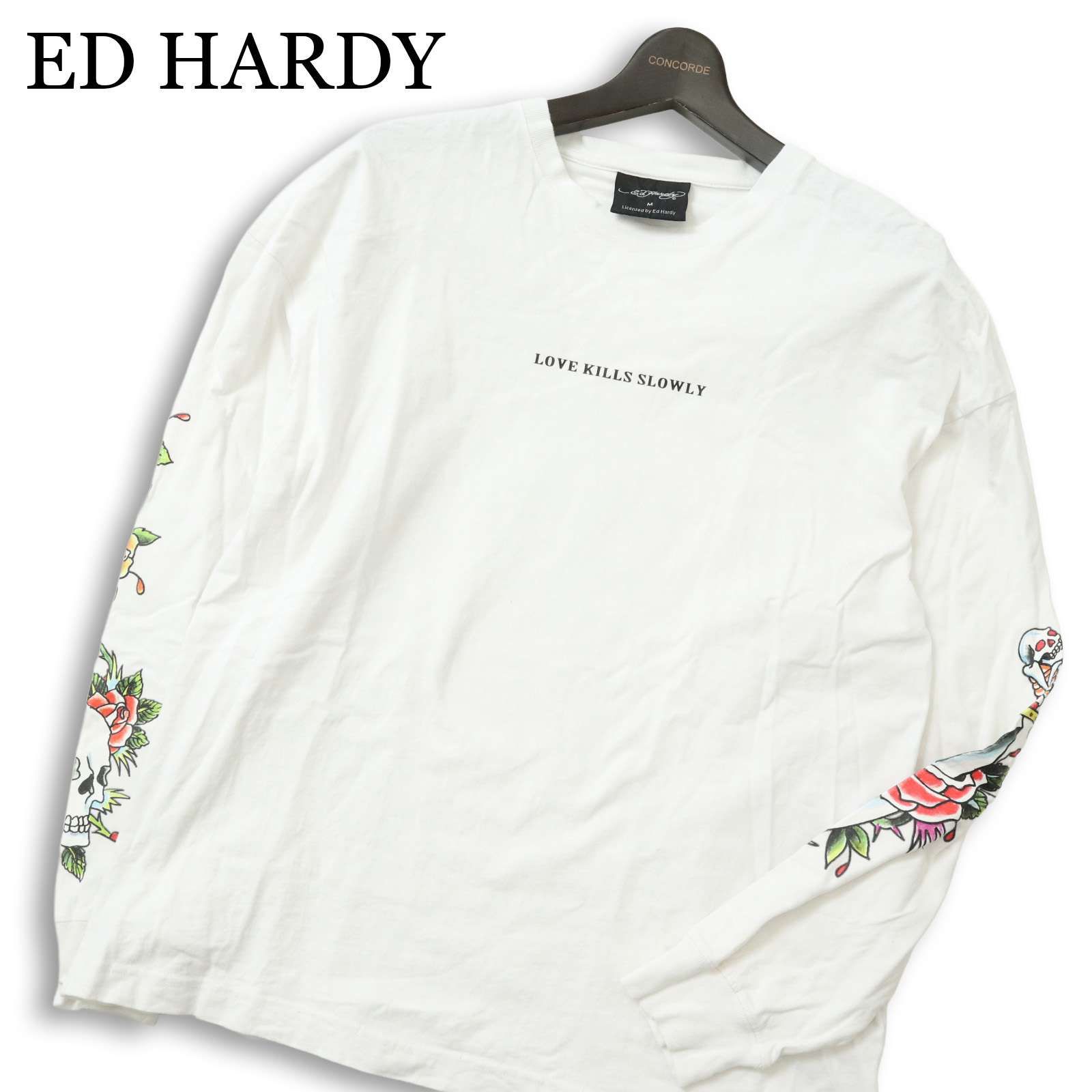 ED HARDY エドハーディー 通年 薔薇 ローズ スカル サーベル☆ 袖