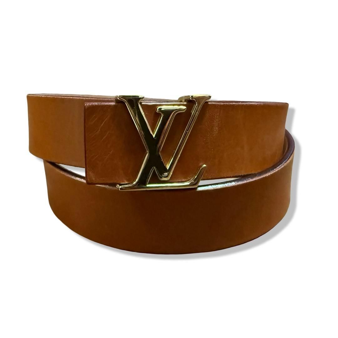 【M6901】ルイヴィトン☆サンチュール LVロゴバックル レザーベルト 美品 LOUIS VUITTON ルイヴィトン サンチュール LV イニシアル ベルト