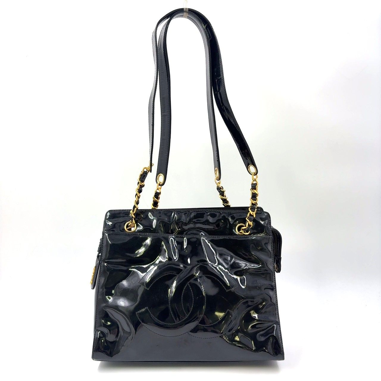 CHANEL ココマーク トートバッグ シリアル4番台 エナメル ブラック