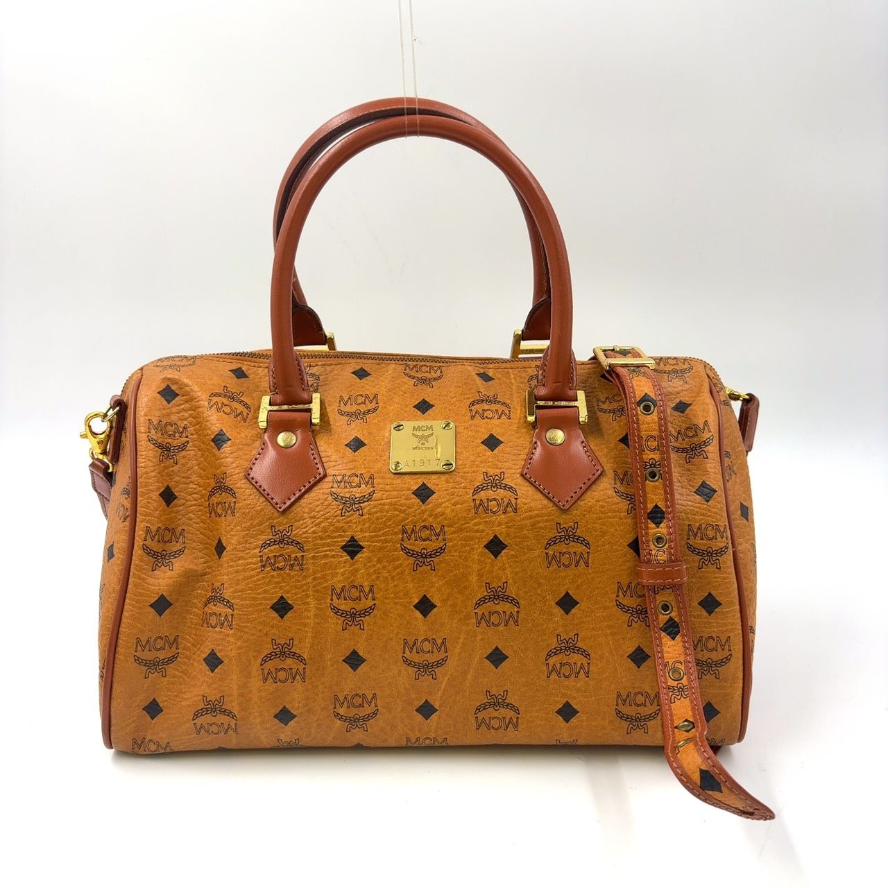 MCM ヴィセトス ショルダーバッグ レザー×PVC ブラウン ハンドバッグ