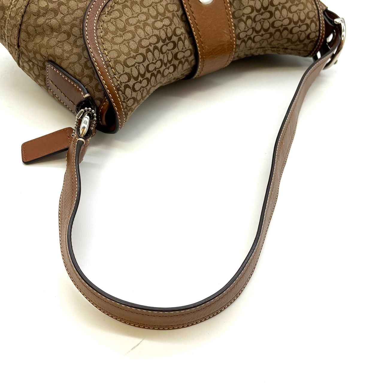 美品】COACH Y2K micro signature beige canvas light brown leather 