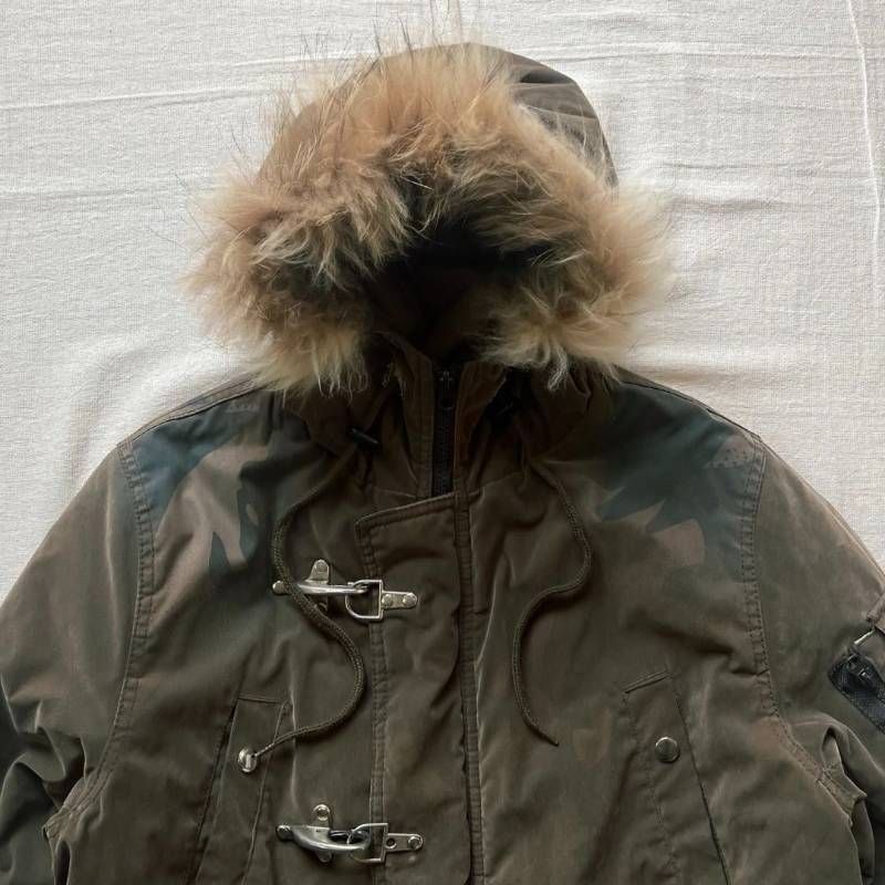 カモフラージュ柄 ファイヤーマンジャケット 00s archive アーカイブ ファイヤーマンジャケット 中綿モッズコート