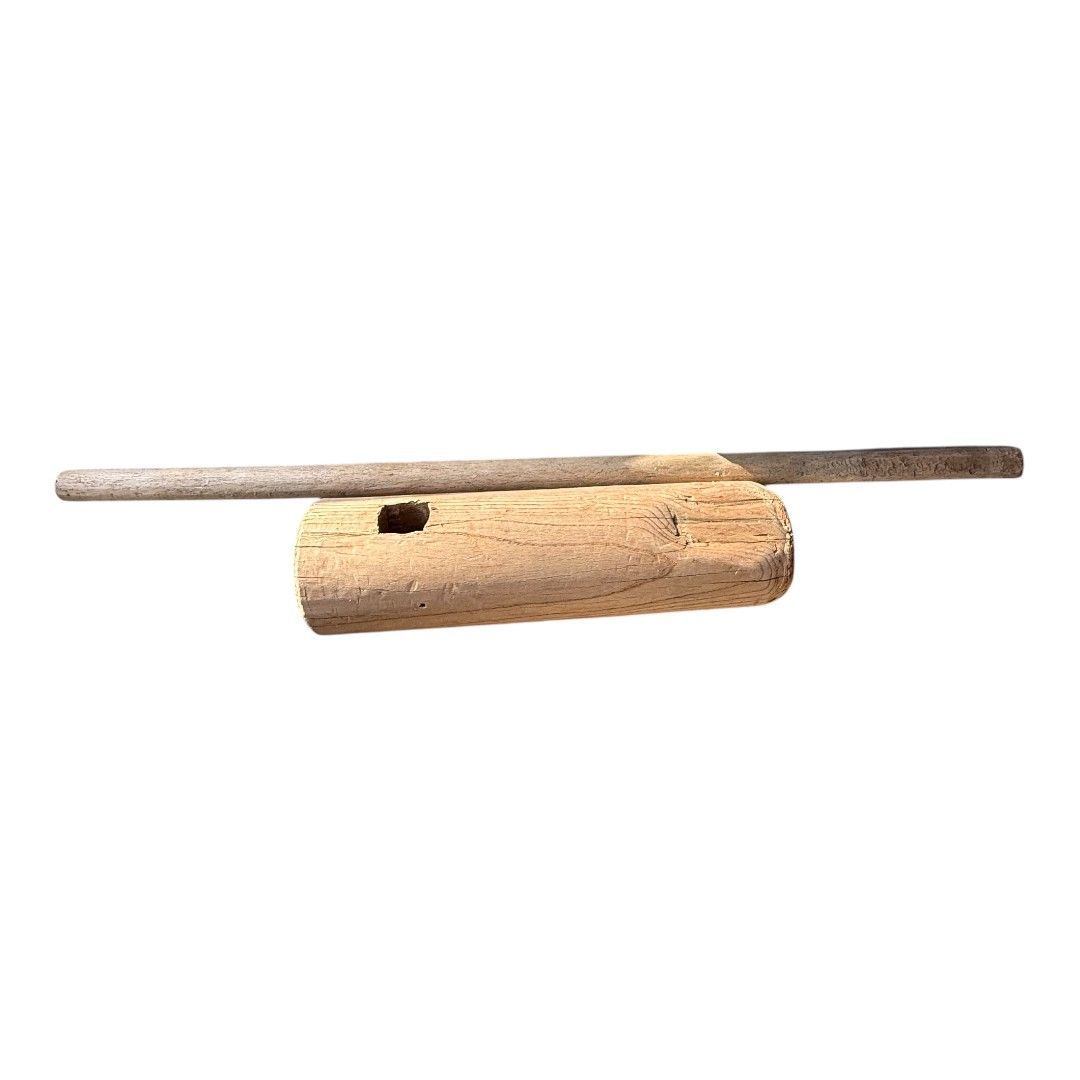 木製 臼と杵 セット 餅つき用 伝統民具 古道具 杵破損あり 現状品