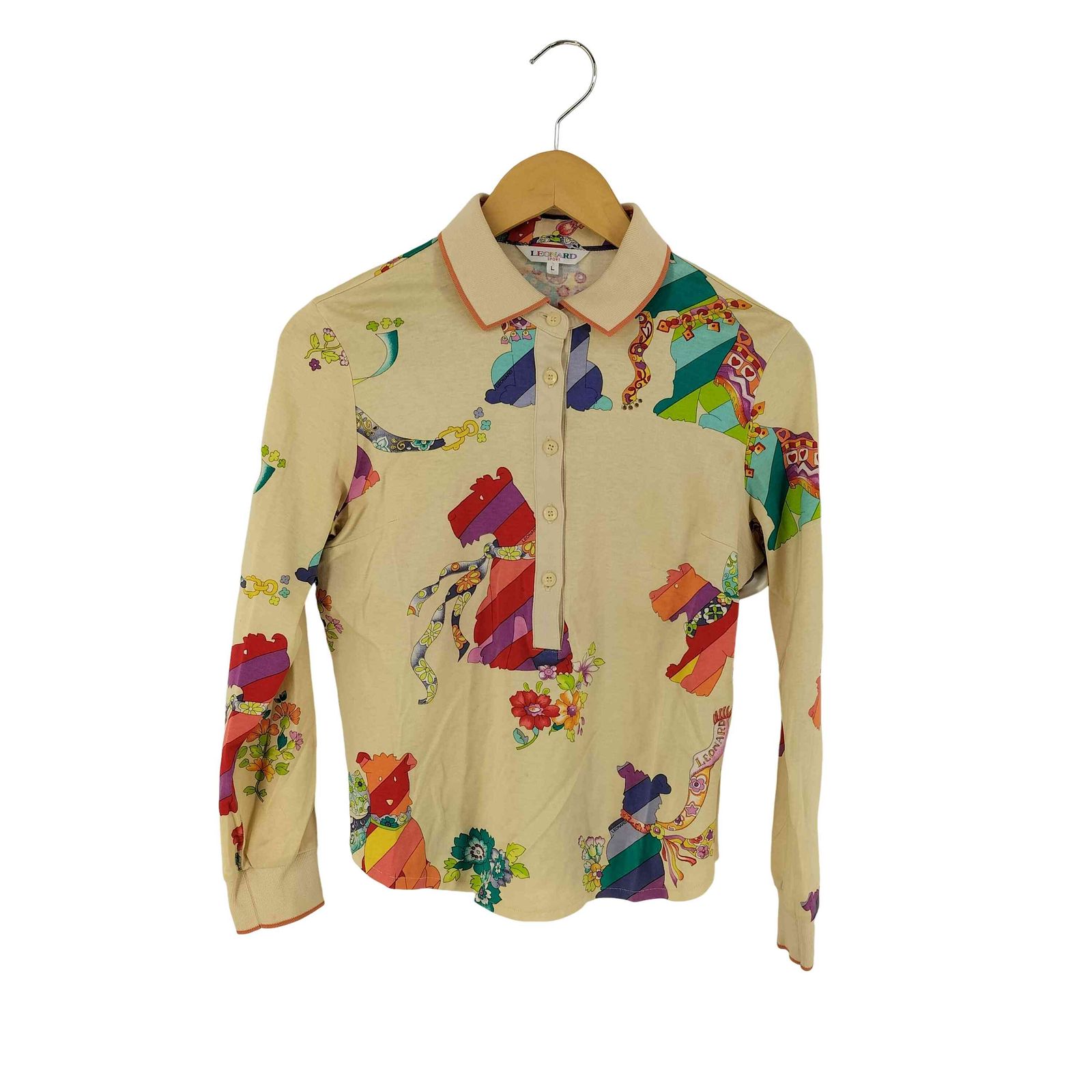 レオナールスポーツ LEONARD SPORT シルク100 総柄 ポロシャツ