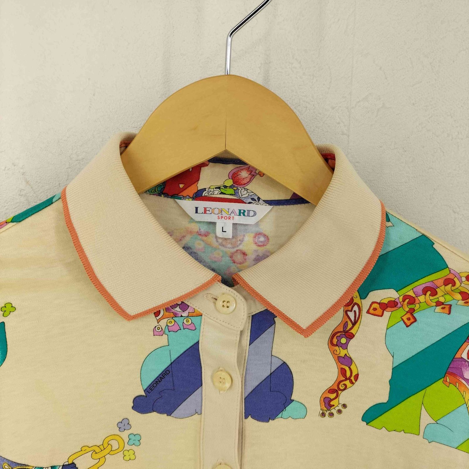 レオナールスポーツ LEONARD SPORT シルク100 総柄 ポロシャツ