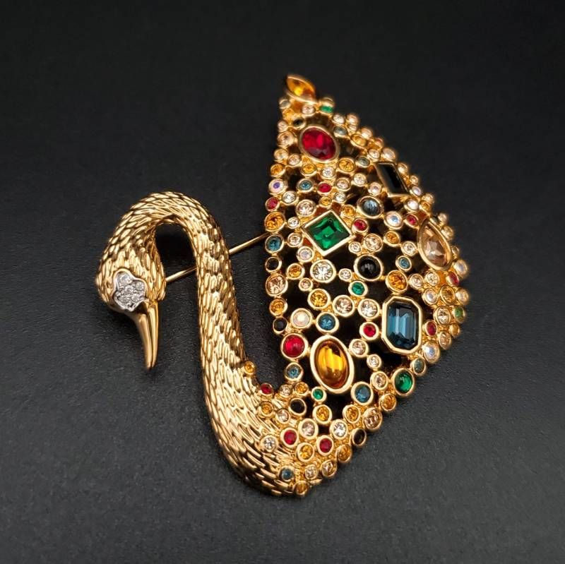 美品 SWAROVSKI スワロフスキー ブローチ Centenary Swan スワン 白鳥