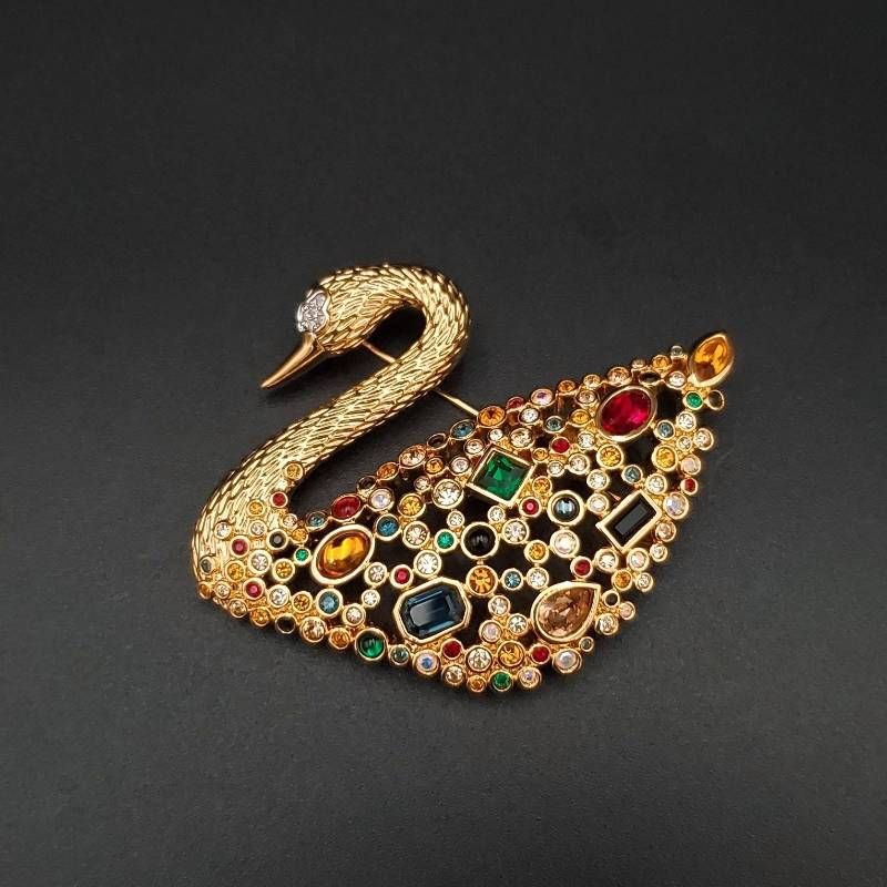美品 SWAROVSKI スワロフスキー ブローチ Centenary Swan スワン 白鳥