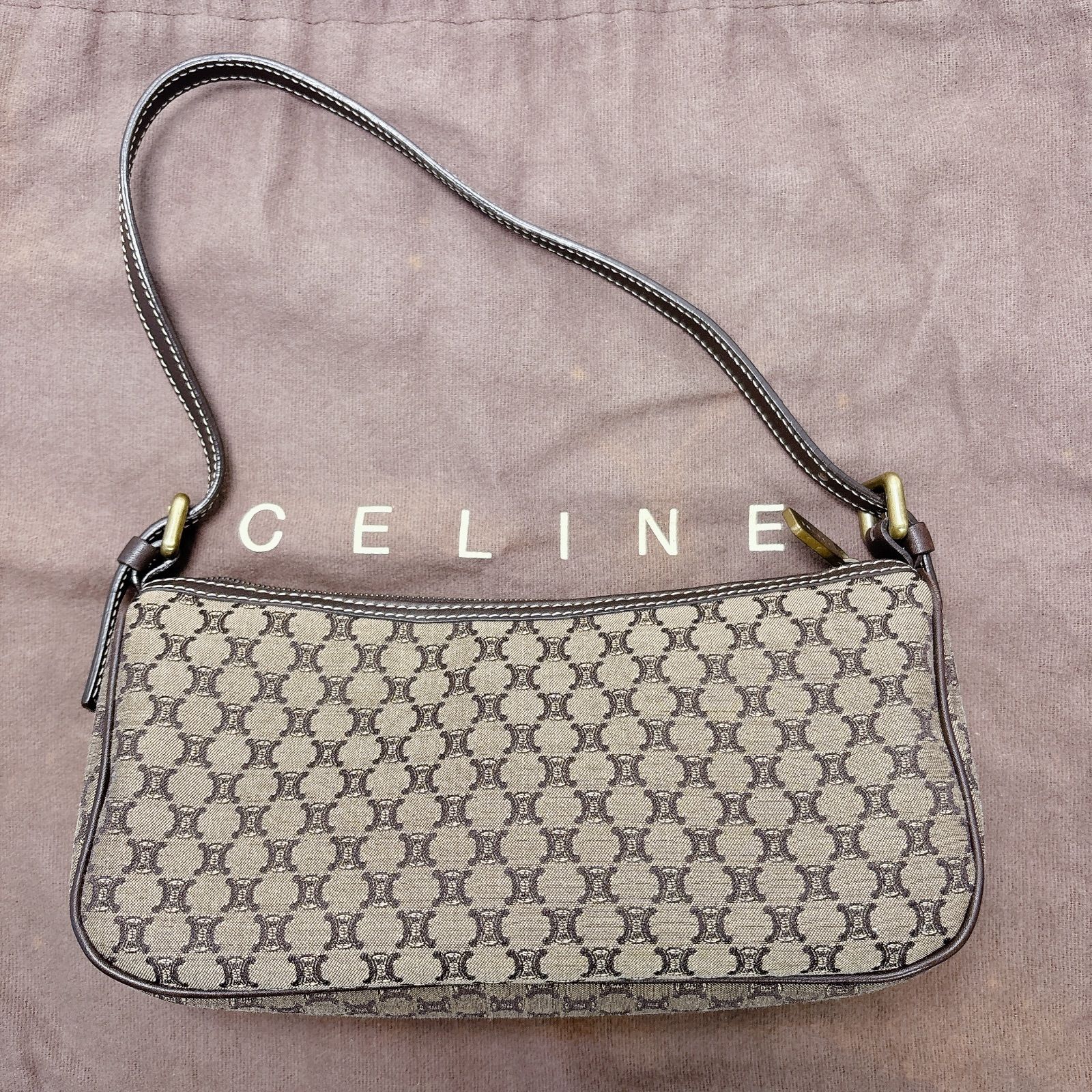 CELINE セリーヌ マカダム柄 ショルダーバッグ ポーチ ハンドバッグ 