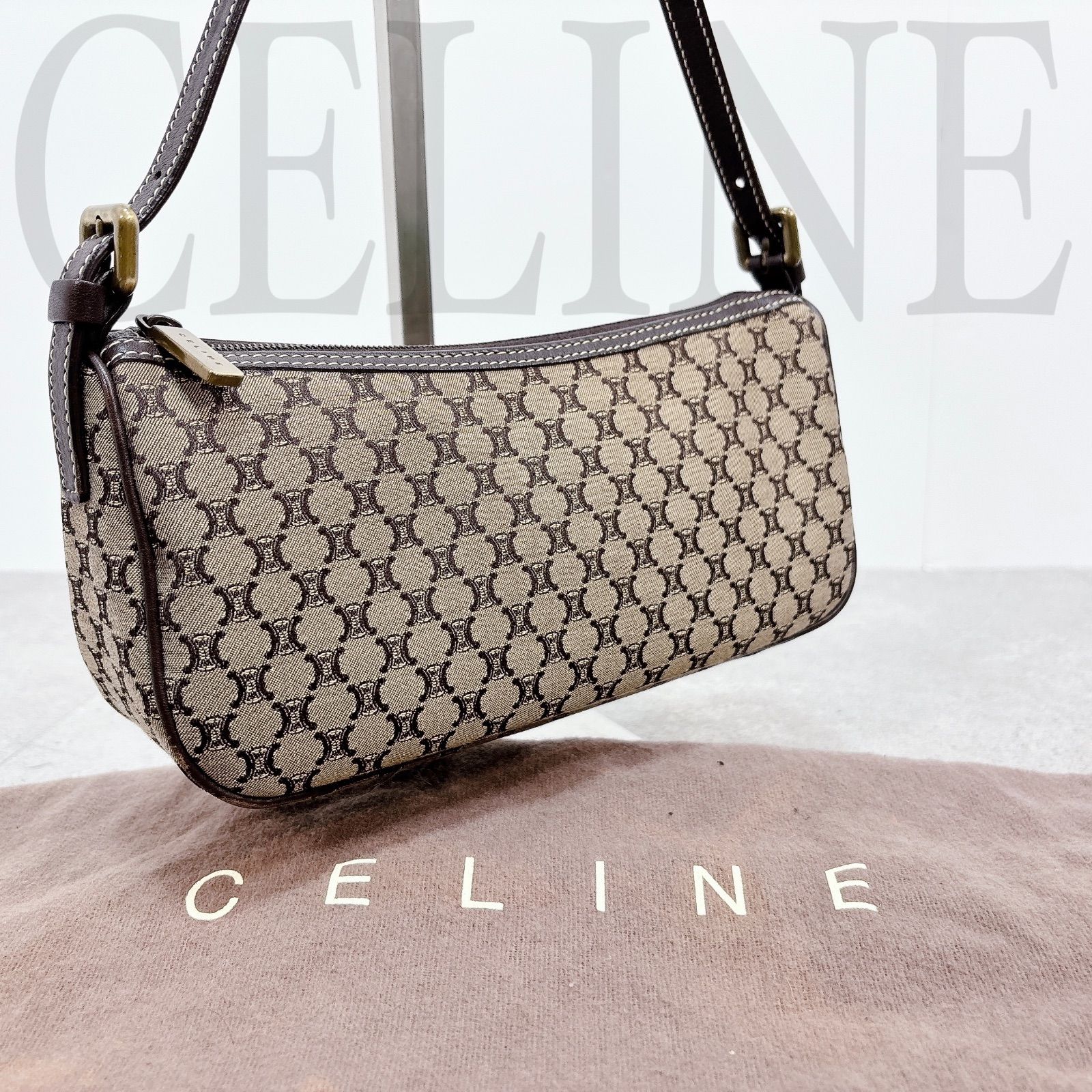 CELINE セリーヌ マカダム柄 ショルダーバッグ ポーチ ハンドバッグ 